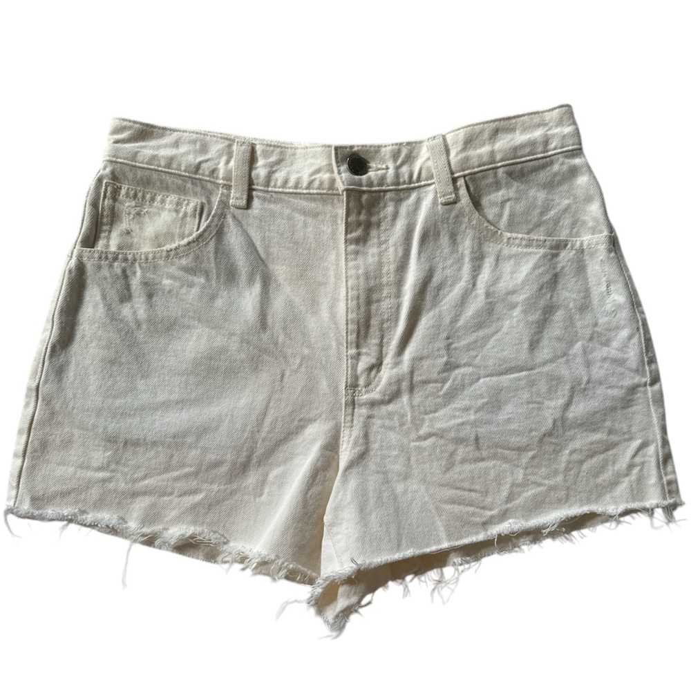 Cream High Rise Denim Shorts